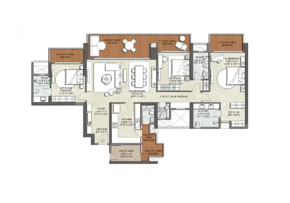 ACE Golfshire 2 BHK Floor Plan